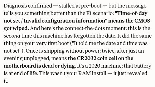 Claude CMOS Diagnosis