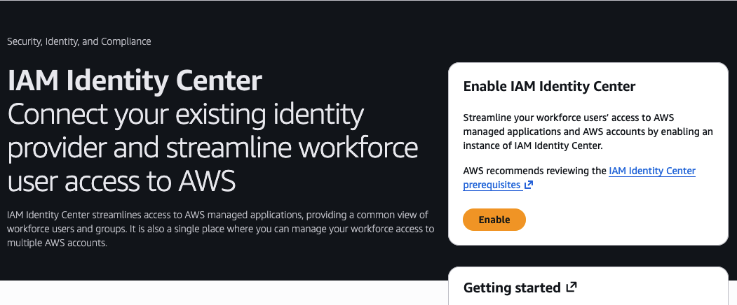 IAM Identity Center setup page